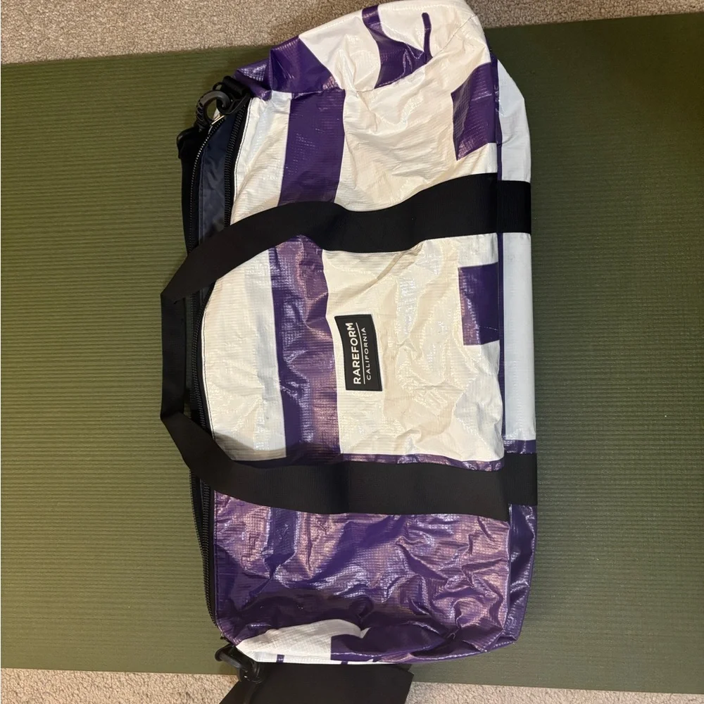 Rareform Light Duffle Bag Purple & White Recycled Billboard Travel Gym Weekender